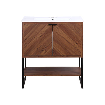Juhl Chevron-Front Modern Minimalist 2-Shelf Bath Vanity Cabinet Only (Sink Basin Not Included)
